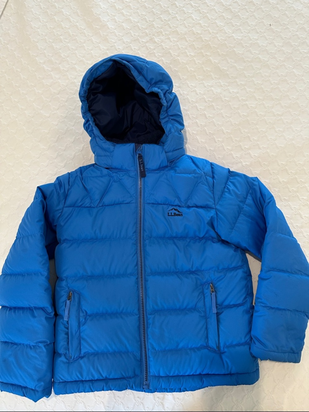 L.L. Bean Hooded Puffer Down Jacket Sherpa Lined - cobalt blue size S 8y